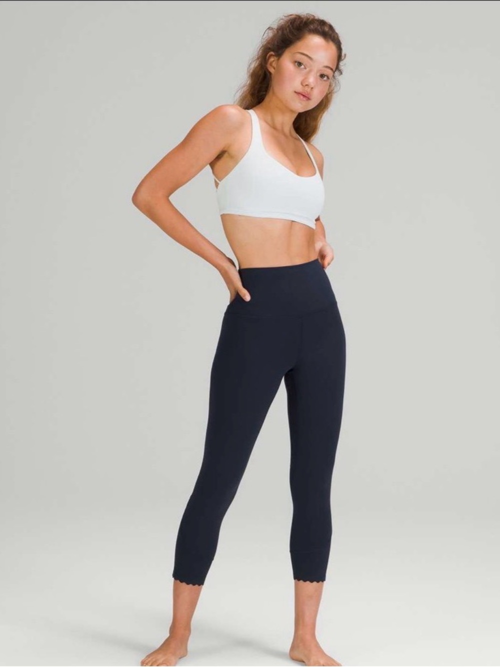 NWT Lululemon athletica Align HR Crop Pant True Navy, Sz 6 Scalloped Hem